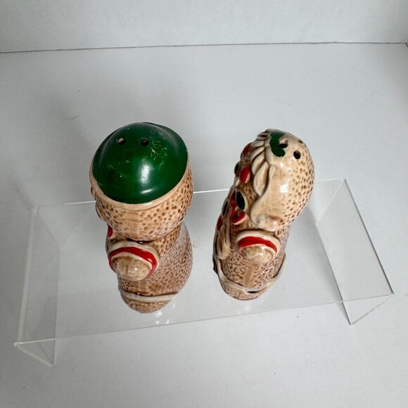 Vintage Gingerbread Man Woman Salt Pepper Shakers & Napkin Holder Japan Ceramic - Picture 7 of 15